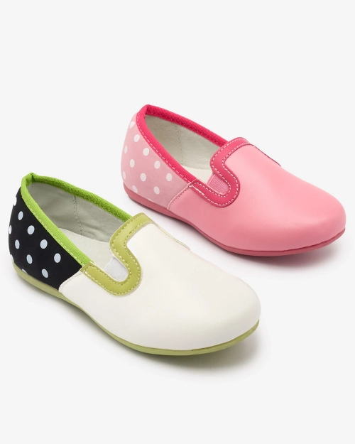 Рожеві напівчеревики з екошкіри в горох Rellme- Взуття