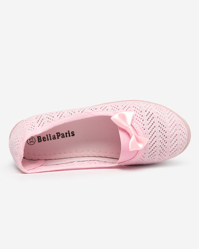 Světle růžové dívčí slip on tenisky s prolamovaným svrškem Locuni - Boty