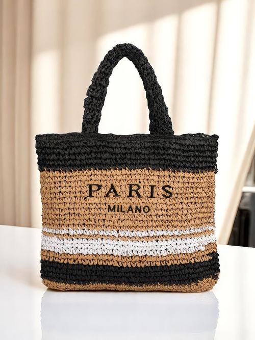 Royalfashion Велика солом'яна жіноча сумка Paris Stripe