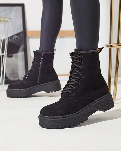 Черевики жіночі з екозамші чорного кольору Fefillo- Взуття