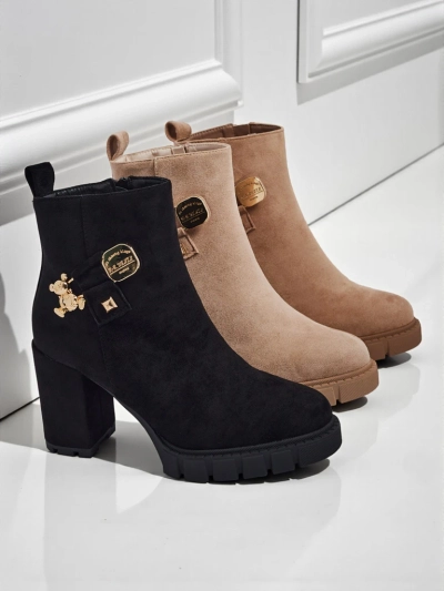 Dámské kotníkové boty eko semišové na sloupku Bearr