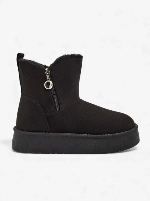 Botki Damskie Aurora Czarne Z Ekologicznej Skóry na Zimę