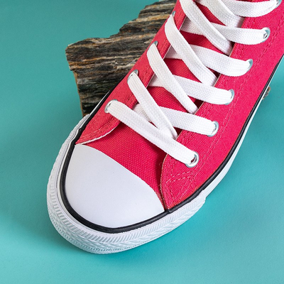 Високі неонові жіночі кеди в рожевому кольорі Skarllet