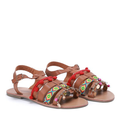 Brązowe sandały z ozdobami Otulija - Obuwie