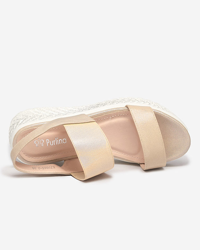 Hnědozlaté dámské sandály s kubickými zirkony Maremino - Obuv