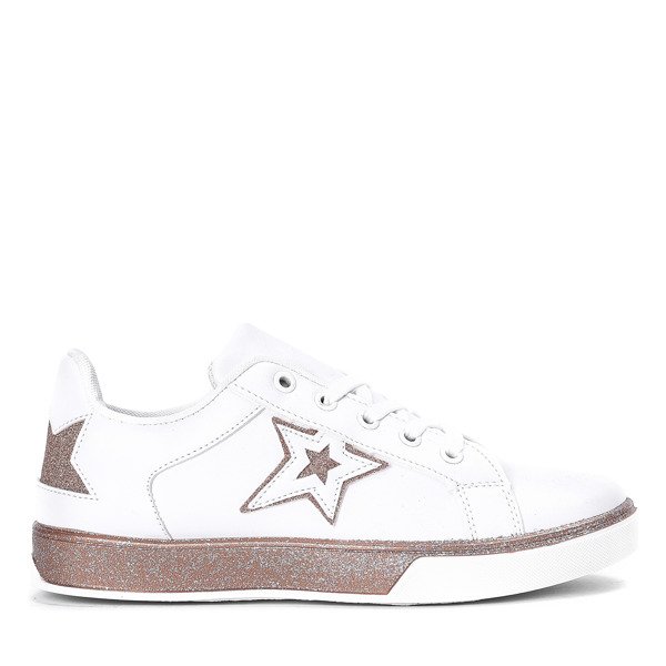 Biało - różowe tenisówki z gwiazdką Estrella - Obuwie