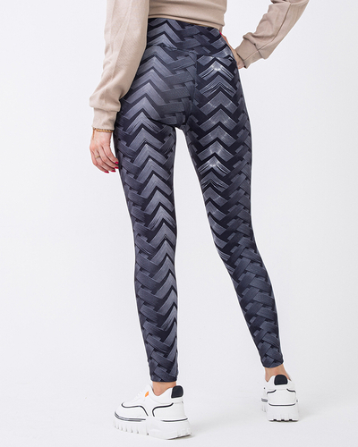 Чорно-білі легінси з високою талією та візерунком