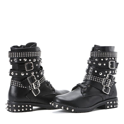 Czarne workery z ćwiekami Alex - Obuwie