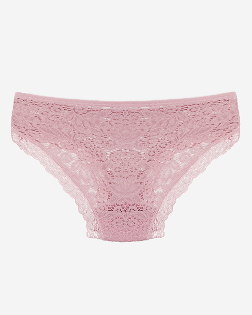 Темно-рожеві одноколірні мереживні трусики жіночі - Нижня білизна