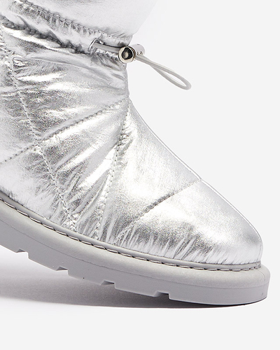 Сріблясті жіночі утеплені черевики а-ля снігоступи Kaliolen - Взуття