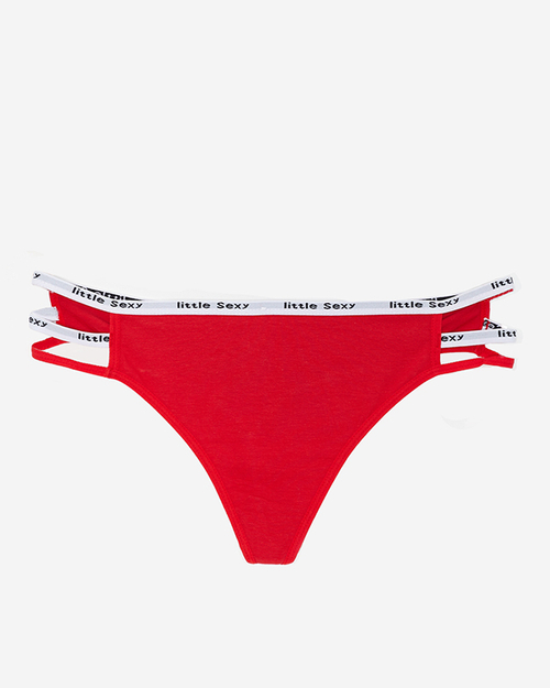 Жіночі червоні бавовняні трусики стринги в смужку - Нижня білизна
