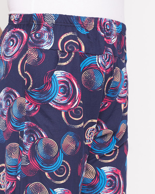 Темно-сині жіночі штани з візерунком PLUS SIZE