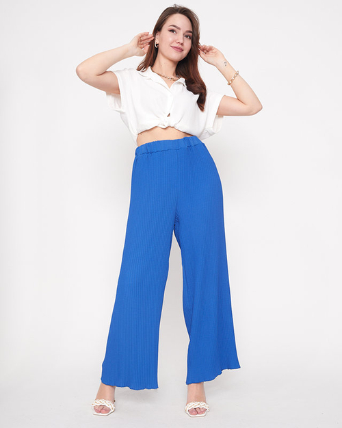 Жіночі широкі брюки палаццо з кобальтом - Одяг