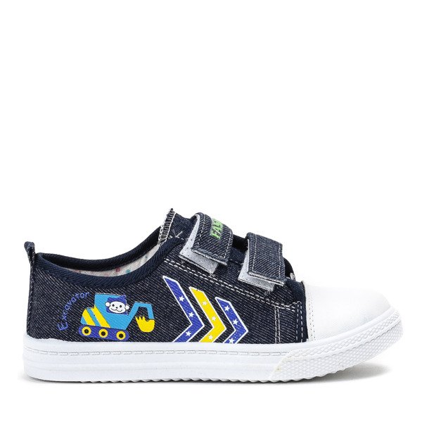 Granatowe tenisówki chłopięce na rzepy Condi - Obuwie