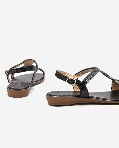 Жіночі чорні босоніжки з фіанітом Iddo- Footwear