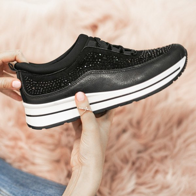 Czarne buty sportowe z cyrkoniami Austen - Obuwie