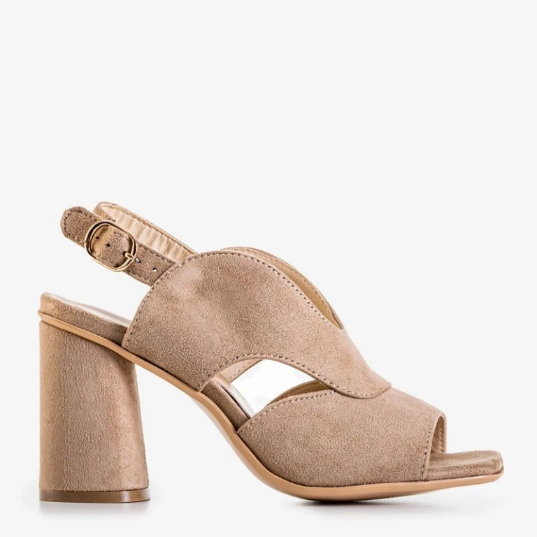 OUTLET Světle hnědé dámské sandály na sloupku Biserka - obuv
