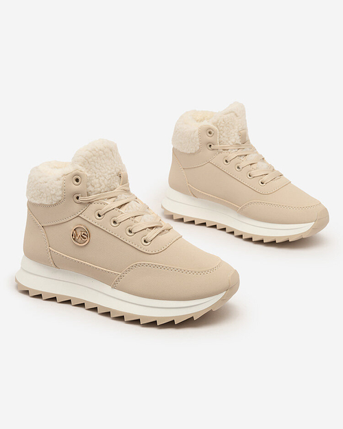 Royalfashion Жіночі утеплені спортивні черевики бежевого кольору Cerrto