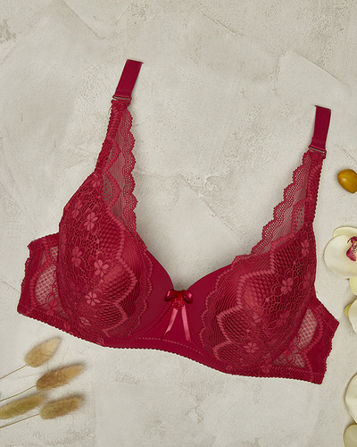 Бордовий жіночий бюстгальтер з мереживом - Lingerie