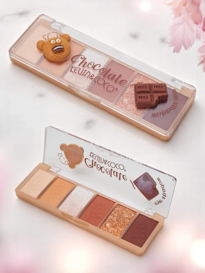 Kevin&Coco Paleta 6 očních stínů s glitry Čokoláda