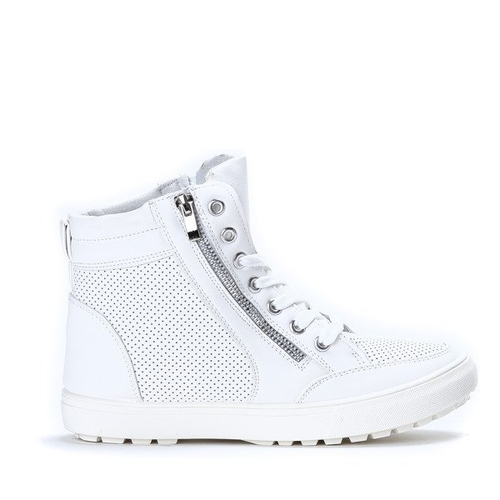 Białe sneakersy na płaskiej podeszwie Coletta- Obuwie