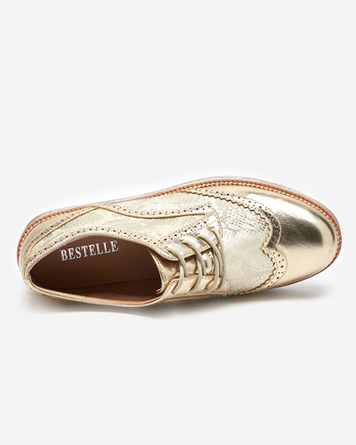 OUTLET Zlaté dámské boty s vložkami z hadí kůže Fin - Footwear