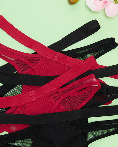 Одноколірний комплект жіночих стрінгів з вирізами 5/уп- Нижня білизна