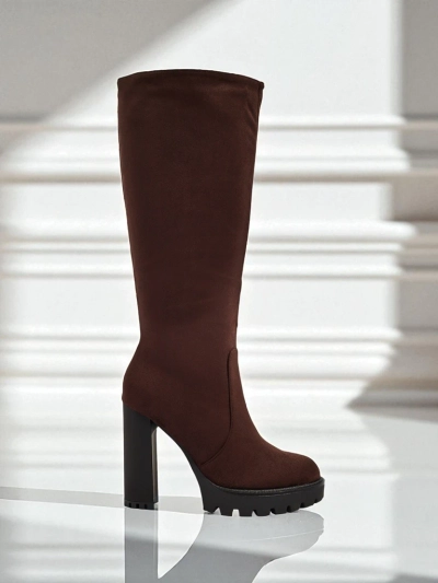 Dámské kozačky eko semišové na sloupku GaleNest