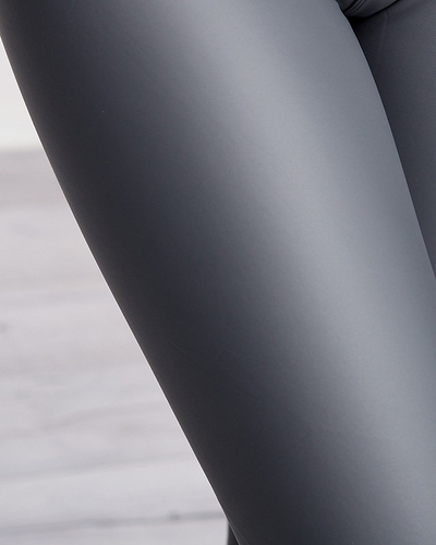 Šedé legíny s vysokým pasem - Oblečení