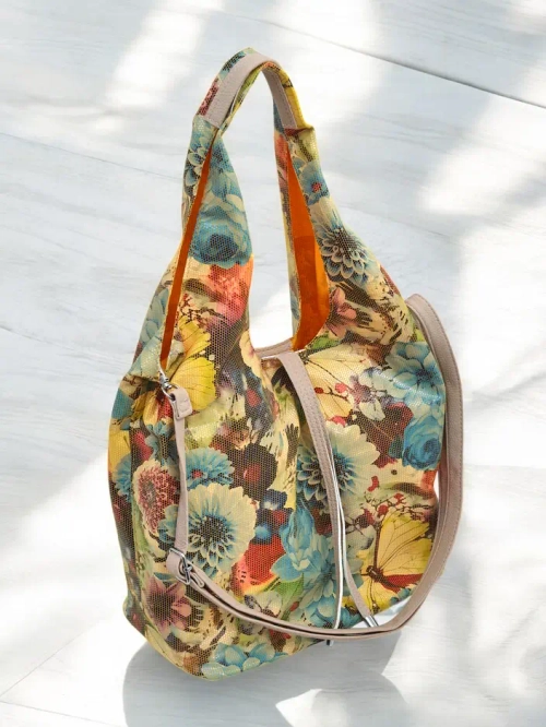 Royalfashion Велика тканинна сумка з квітами, з косметичкою і магнітним застібкою