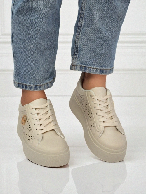 Aurelia Бежеві Снікерси Платформа Royalfashion Еко Шкіра