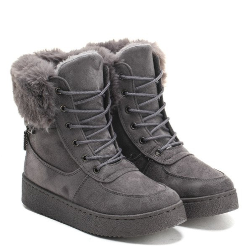 Szare botki z futerkiem - Obuwie