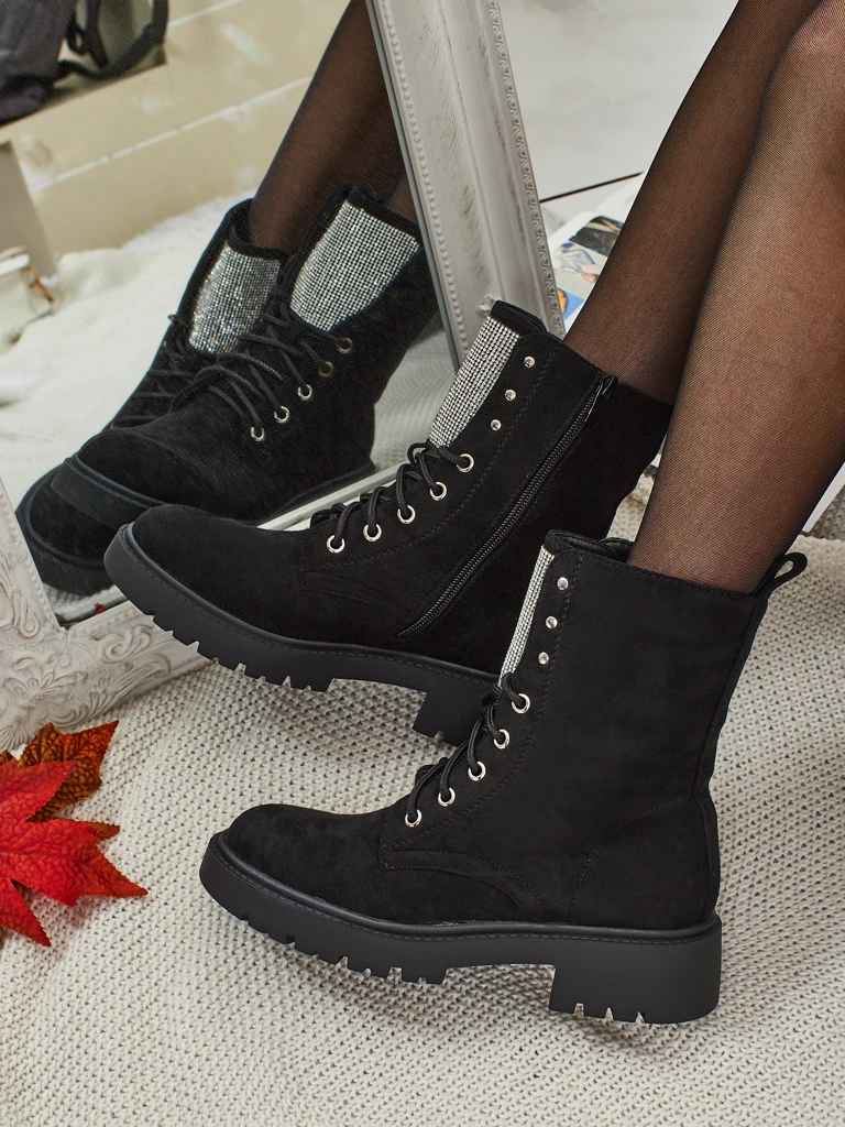 Eko semišové šněrovací dámské kotníkové boty Ferlyne