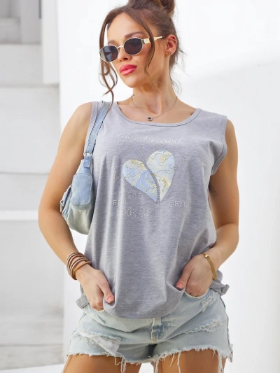 Royalfashion Котоновий жіночий топ з сердечком