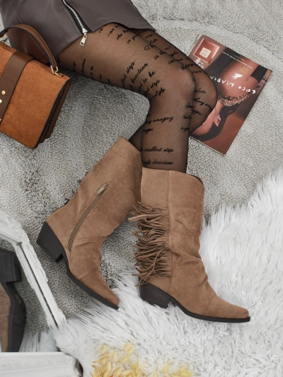 Ковбойки жіночі на підборах з китицями Selva