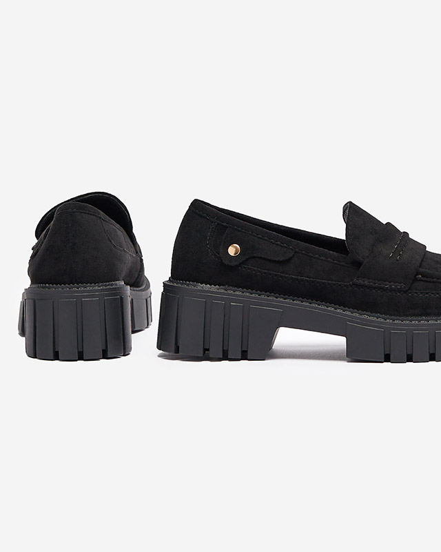 Černé mokasíny z eko semiše pro ženy Siherta- Obuv