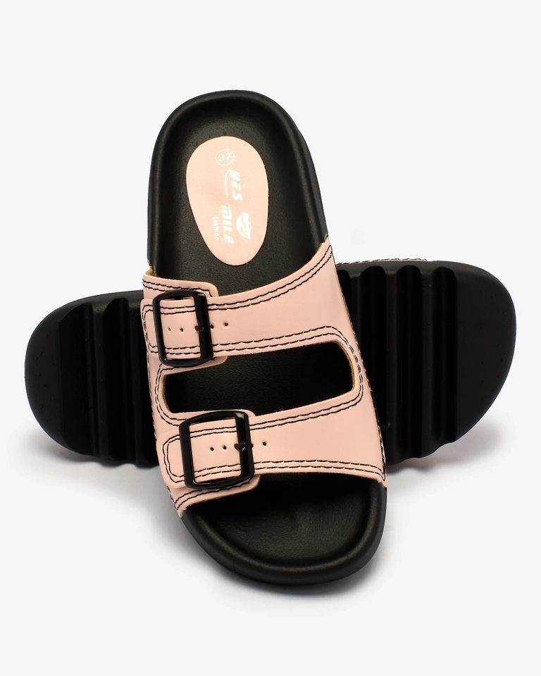 Royalfashion Růžové dámské žabky s přezkami Kallov