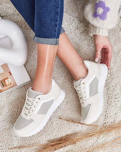 Béžové dámské sportovní tenisky se třpytkami Berilan - Obuv