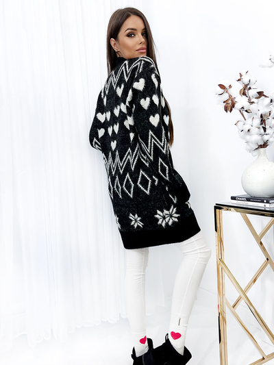 Royalfashion Візерунчастий чорний жіночий светр-покривало
