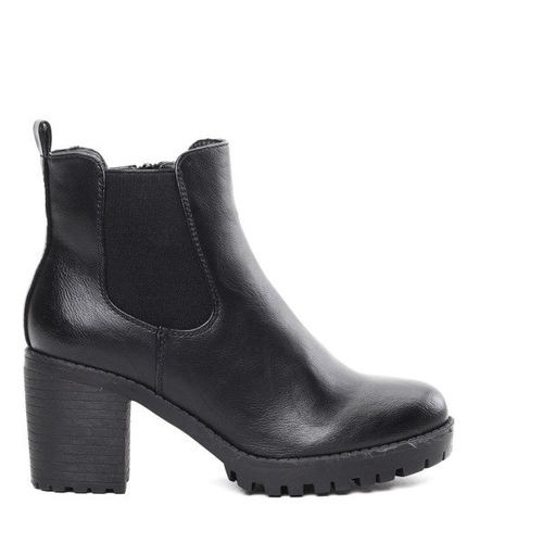 Czarne botki z eko skóry - Obuwie