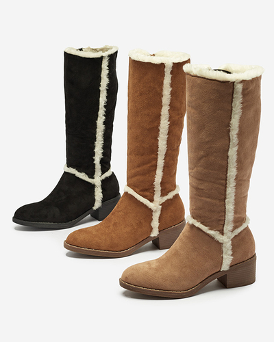 Černé dámské kozačky s kožíškem Zerriva- Obuv