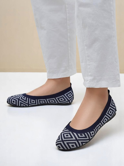 Royalfashion Textilní dámské baleríny s geometrickým potiskem Metric