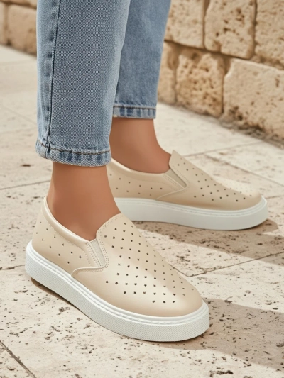Dámské slip-ony Callista Béžové z ekologické kůže na platformě