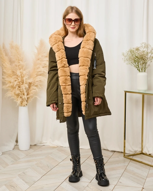 Жіноча зелена зимова куртка PLUS SIZE - Одяг