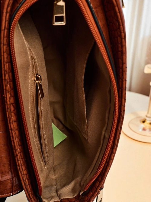 Сумка Ariadne Camel Croco з клапаном Panterka – Стильна сумка-листоноска