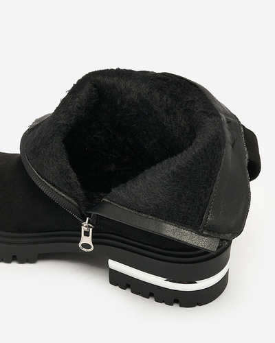 Royalfashion Černé kozačky z ekokůže s páskem a zipy Redmisala