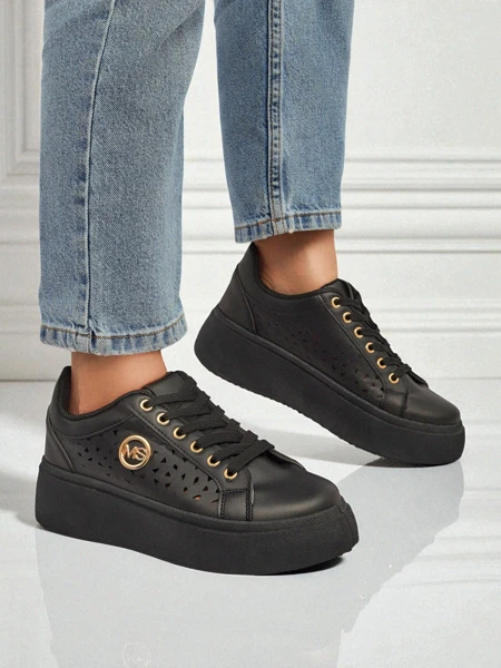 Aurelia Nero - Černá platforma Royalfashion z eko kůže, model LH201-8