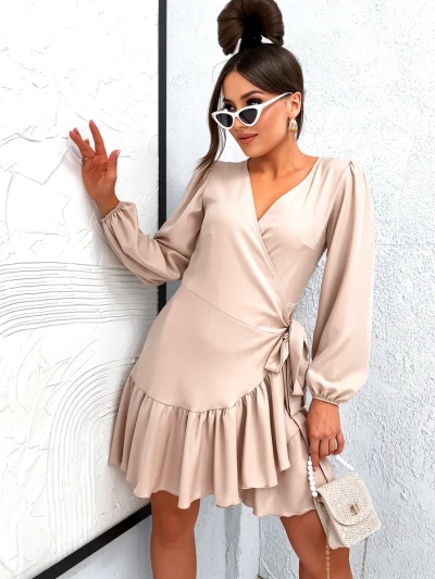 Royalfashion Dámské mini šaty se zavázáním a volány