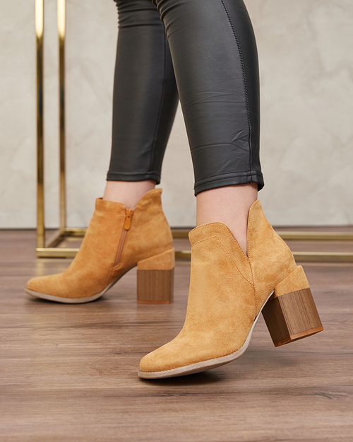 Жіночі черевики на шпильці Royalfashion Camel