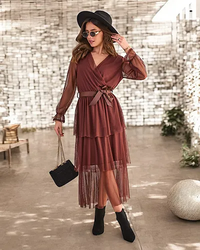 Royalfashion Жіноча довга сукня з оборками